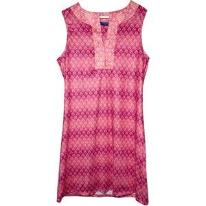 CABANA LIFE Retro Geo Sleeveless Tunic Dress Pink Orange Size Medium